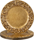 13ft Antique Gold Charger Plates with Embossed Rim - Set of 6