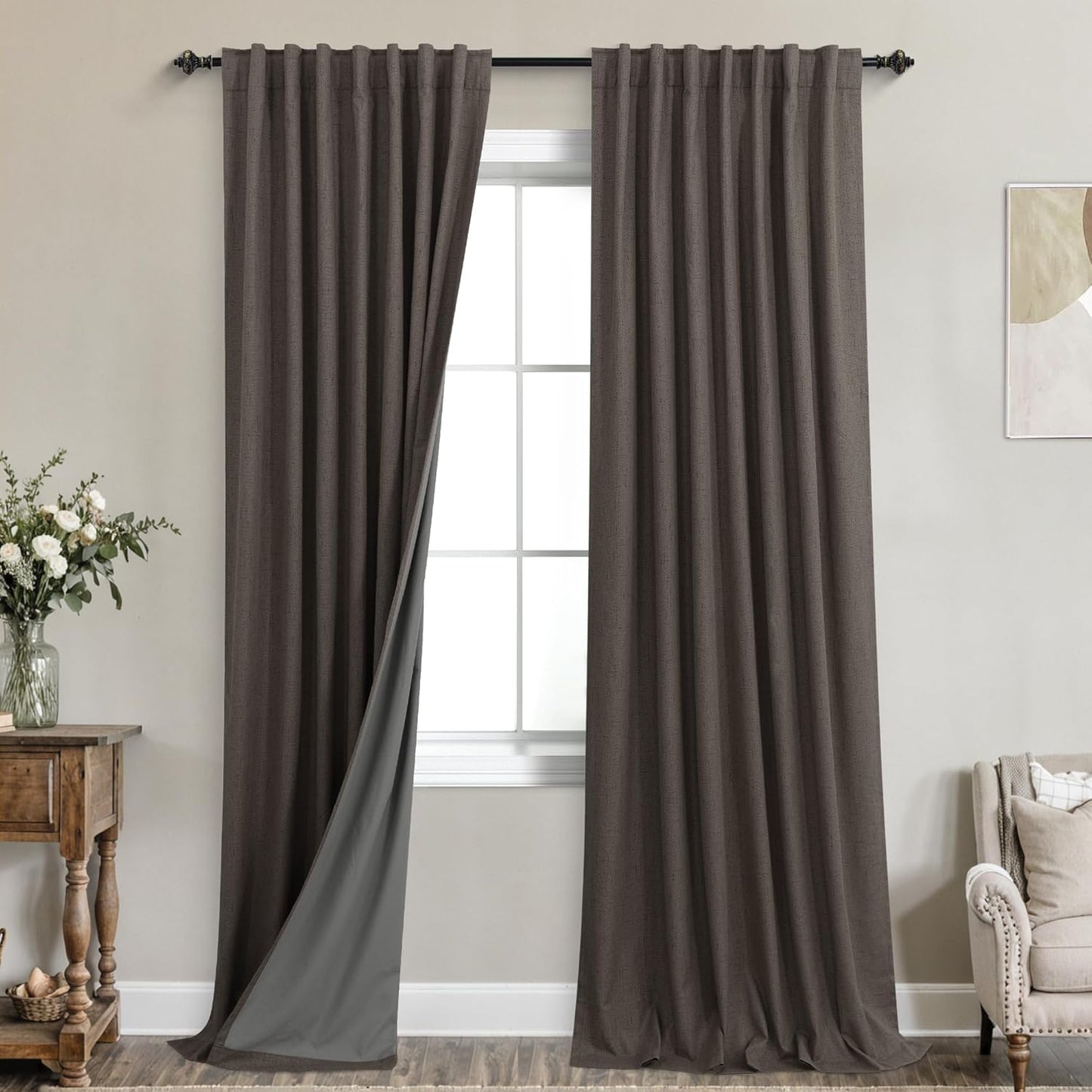 KOUFALL Brown Blackout Curtains for Bedroom and Living Room
