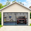 Garage Door Screen for 2 Car Garage 16x8FT - Heavy Duty Magnetic Mesh