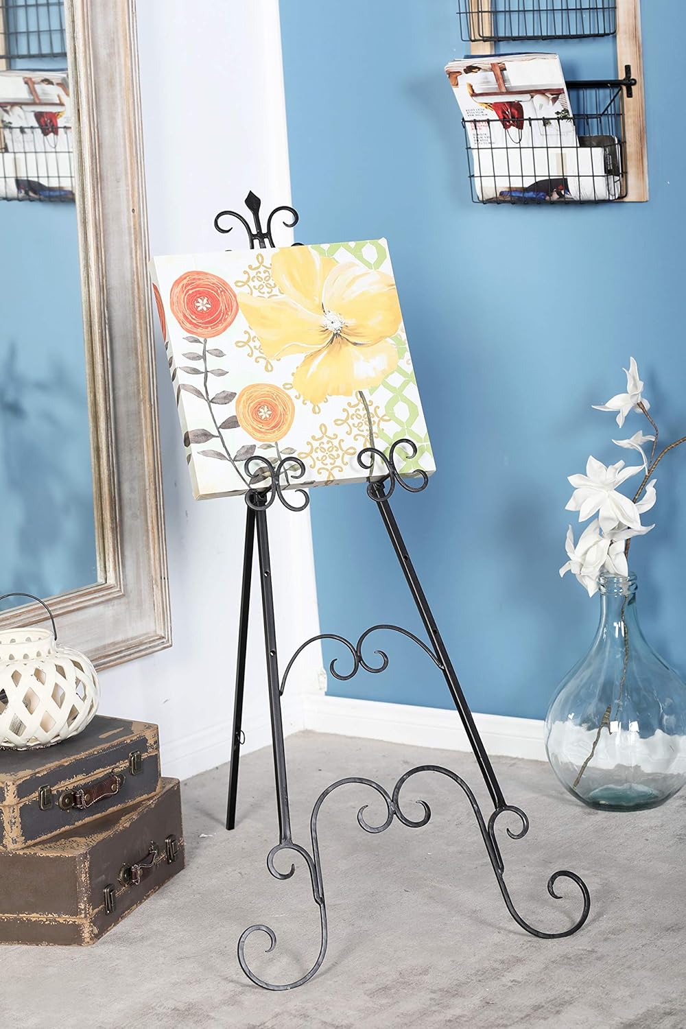 Deco 79 Metal Scroll Large Free Standing Adjustable Display Easel