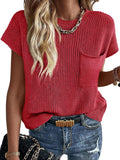 Imily Bela Summer Fall Short Sleeve Sweater Vest - Lightweight Crew