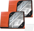 Insulated Thermal Emergency Blanket 2-Pack - All-Weather Car/Camping Gear, 60 x 82, Orange