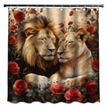 African Lion Valentine's Shower Curtain - Romantic Bath Decor