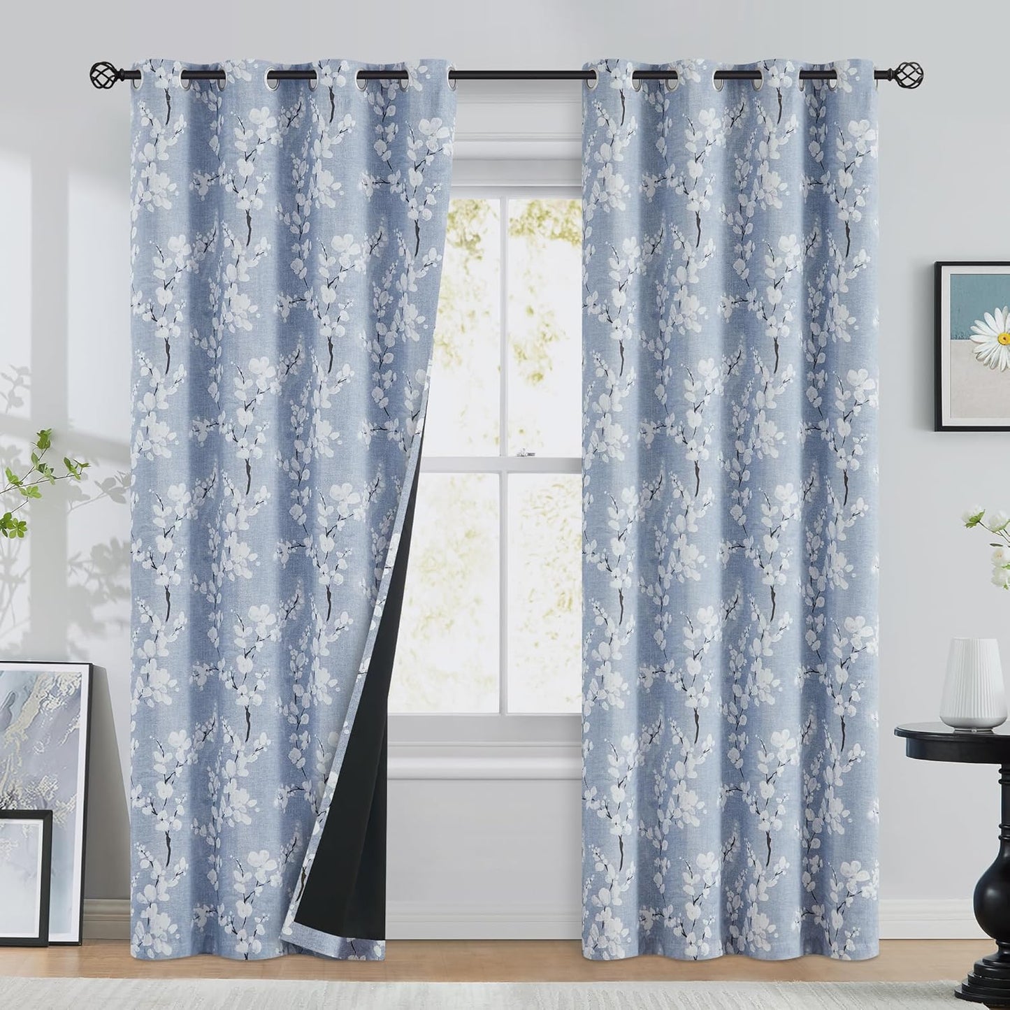 FMFUNCTEX Blackout Floral Curtains for Bedroom and Living Room