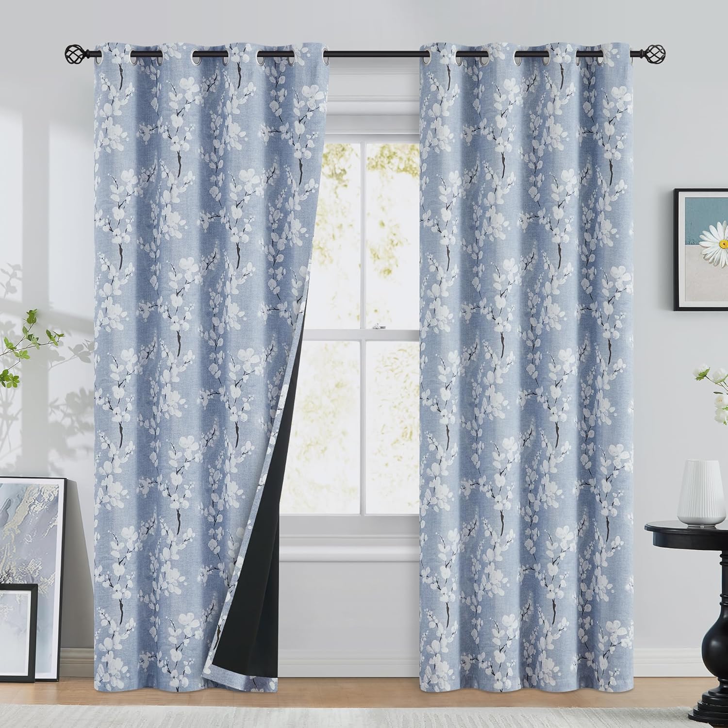 FMFUNCTEX Blackout Floral Curtains for Bedroom and Living Room