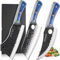 3PCS Butcher Knife Set Hand Forged - Heavy Duty Bone Chopper & Cleaver