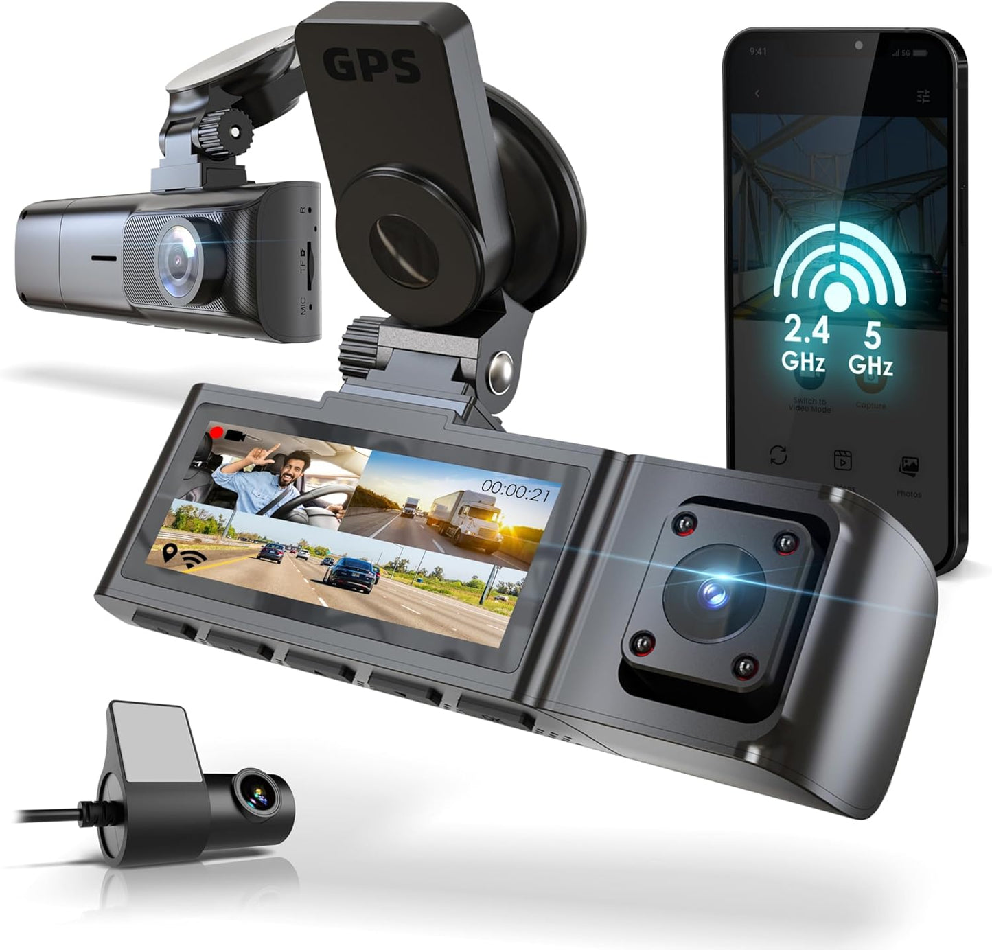 Rexing Triple Channel Dash Cam - Ultimate Protection