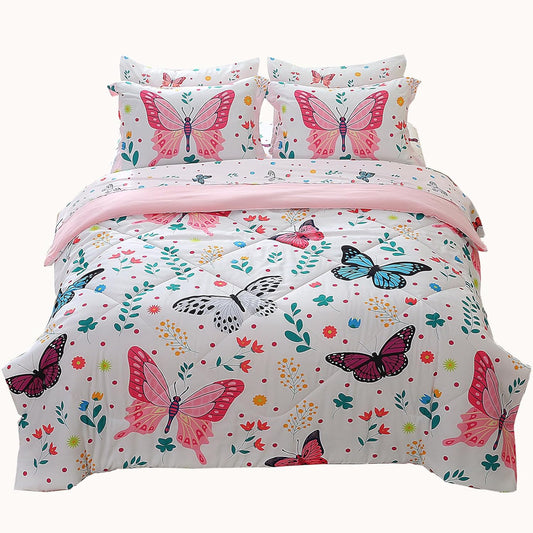 Wajade Queen Size Butterfly Comforter Set for Girls Bedding