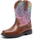 Toddler Little Boys Girls Cowboy Boots - Soft PU Leather Mid Calf