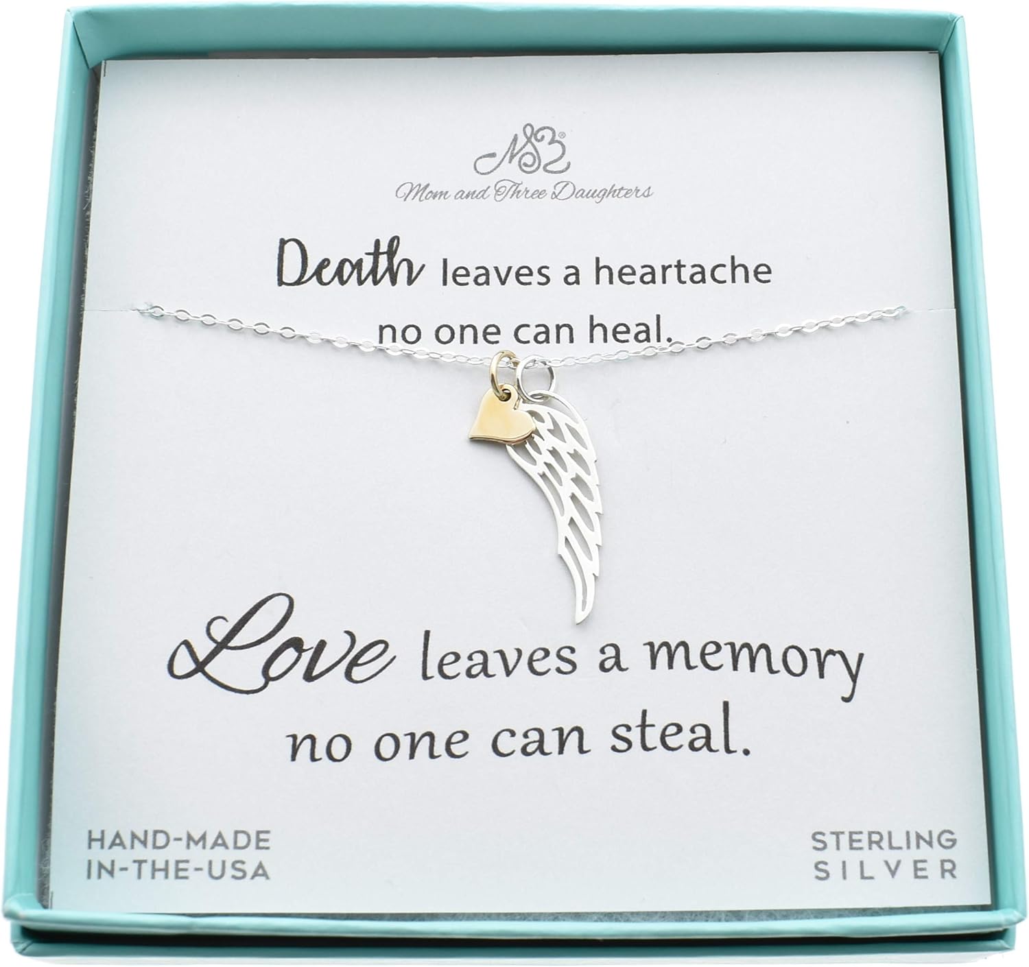 Angel Wing Necklace on 18 Inch Sterling Silver Chain Gift