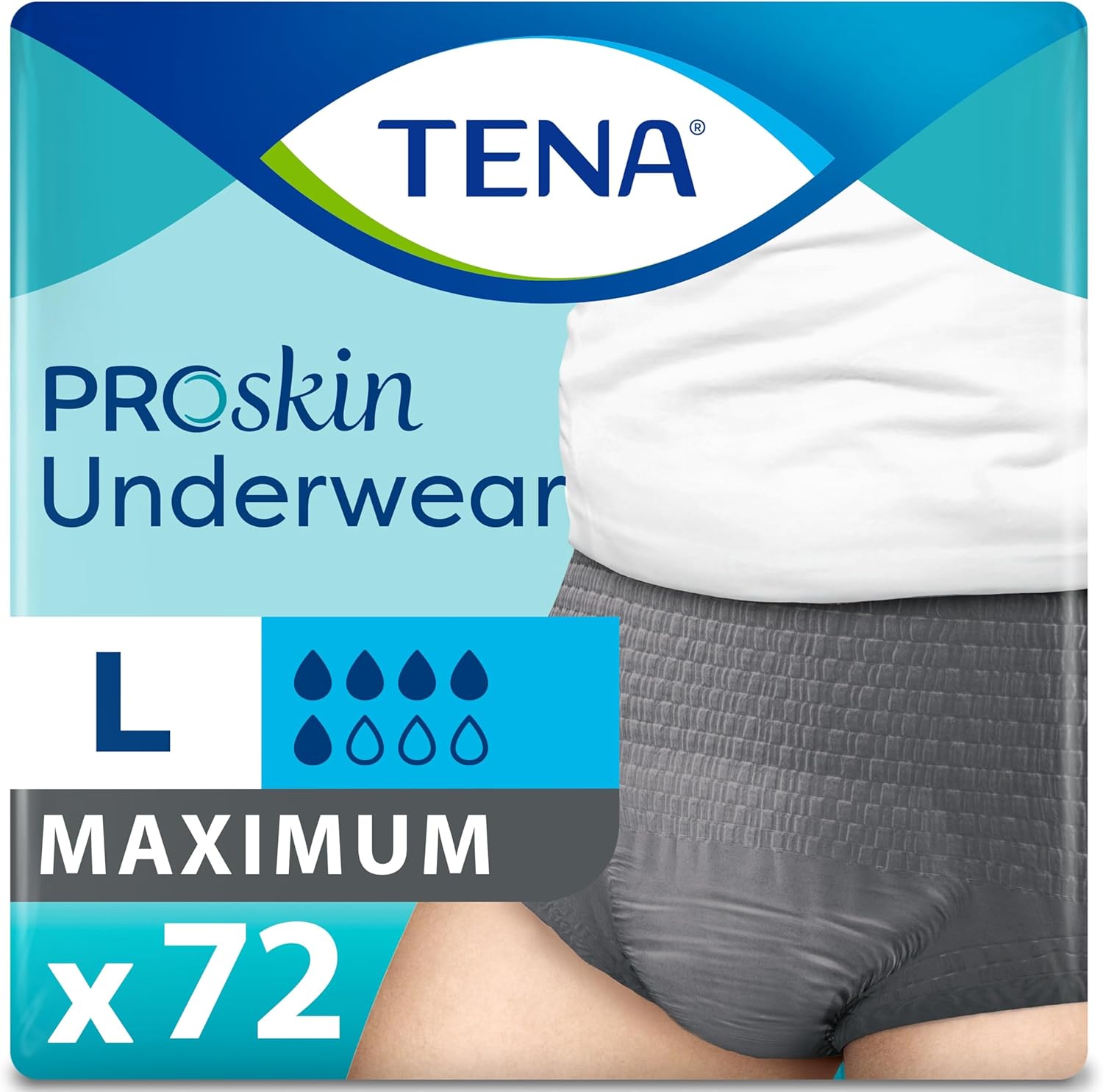 TENA ProSkin Large Gray Adult Male Underwear, 72 Ct