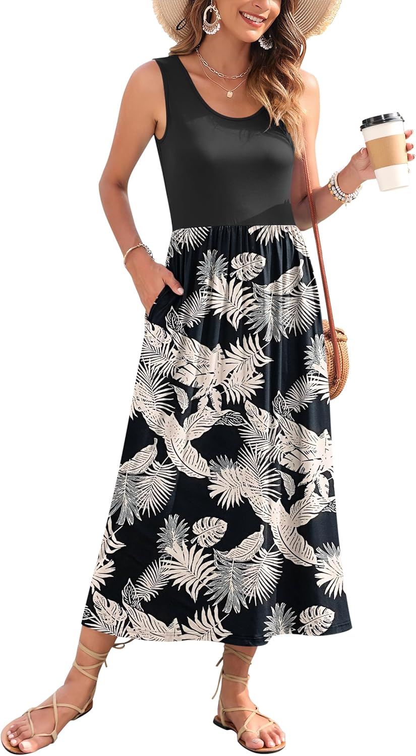 WNEEDU Women's Summer Maxi Dress for Beach Vacation Style