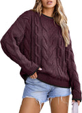 EVALESS Color Block Crewneck Sweater for Women - Cozy Oversized Fit