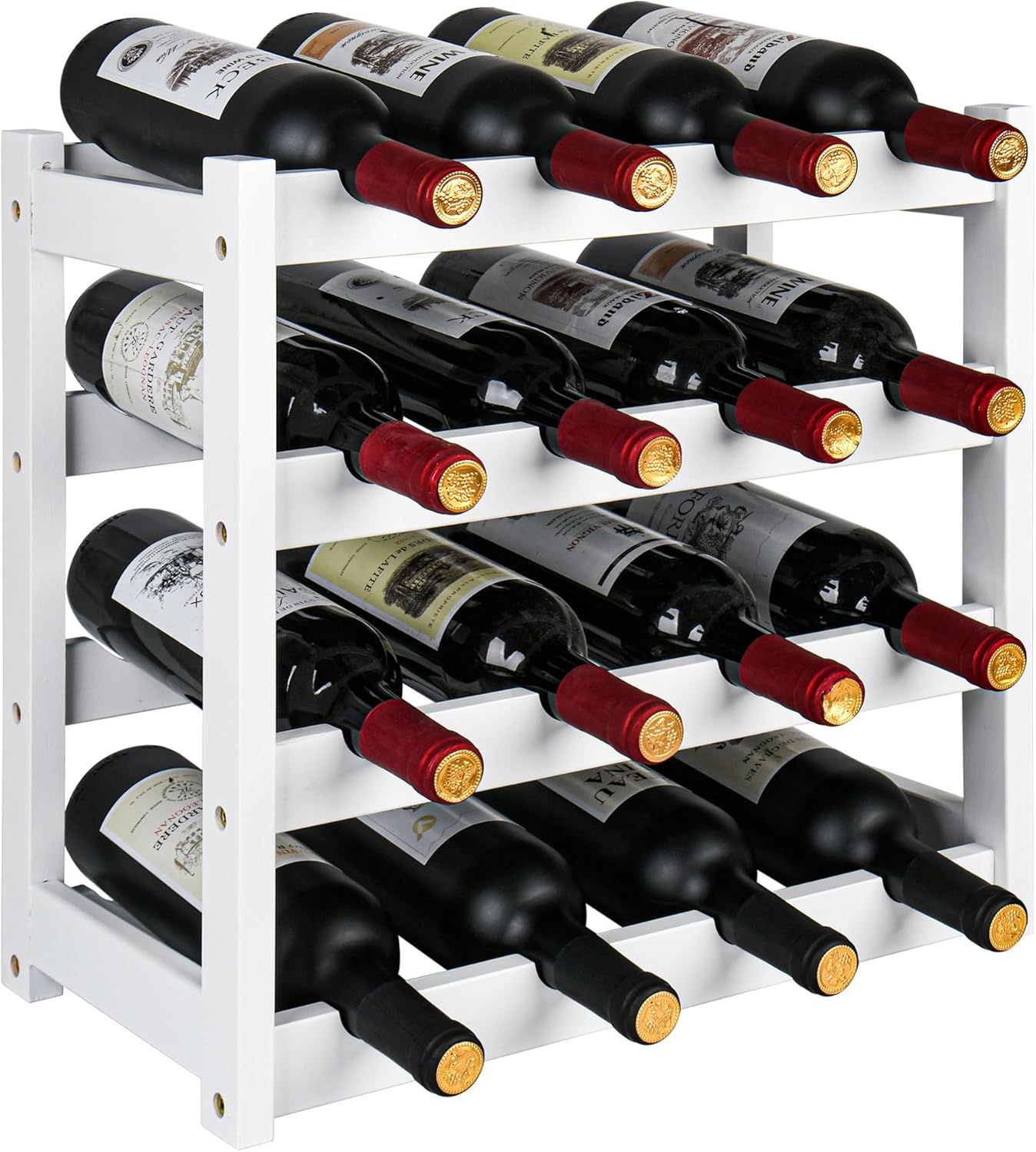 VASMIA 4-Tier Bamboo Wine Rack for 16 Bottles - Stylish Storage