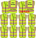 Yellow Custom Safety Vest with 5 Pockets & Zipper - Class 2 High