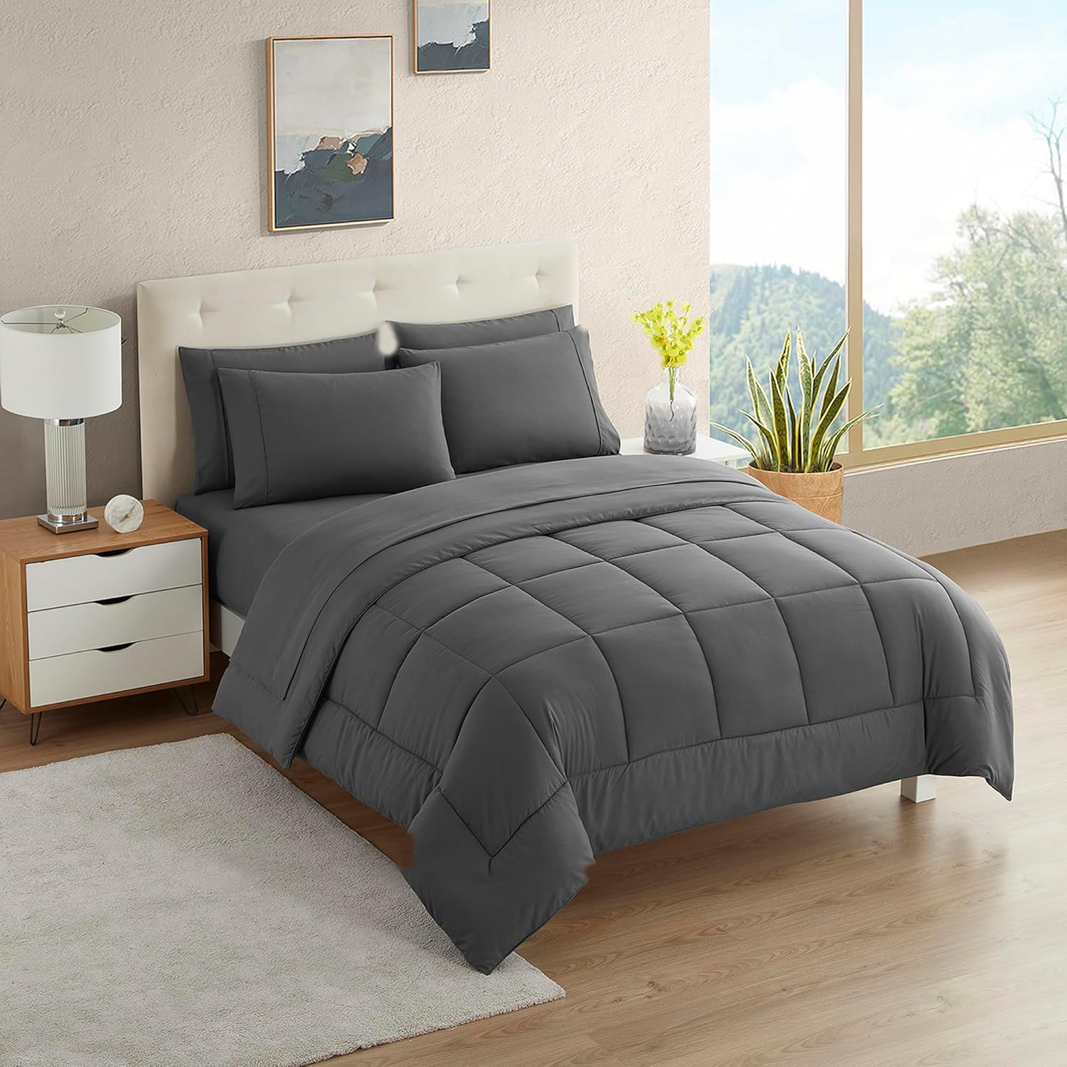California King Comforter Set - Soft & Breathable 7-Piece Bedding