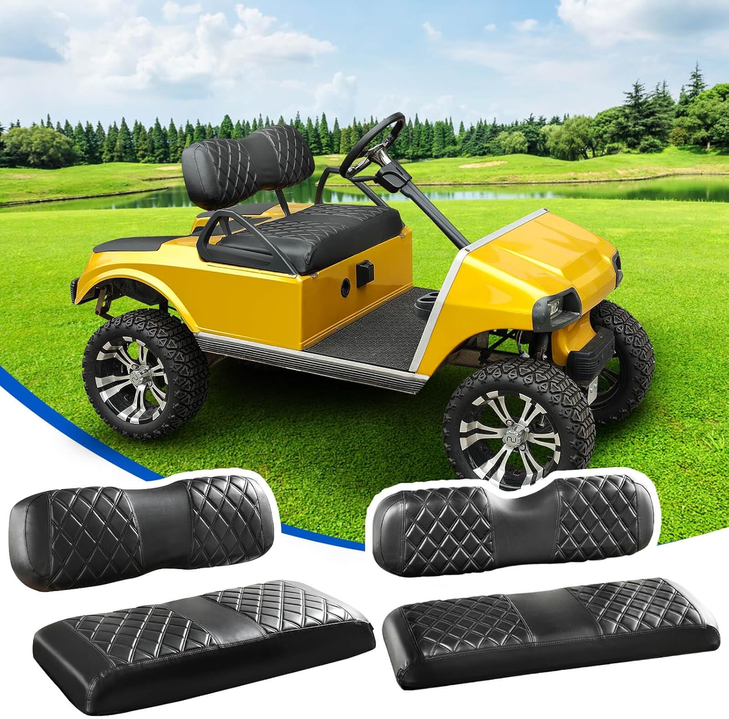 NOKINS Golf Cart Seat Covers Kit for Club Car DS 2000.5-Up