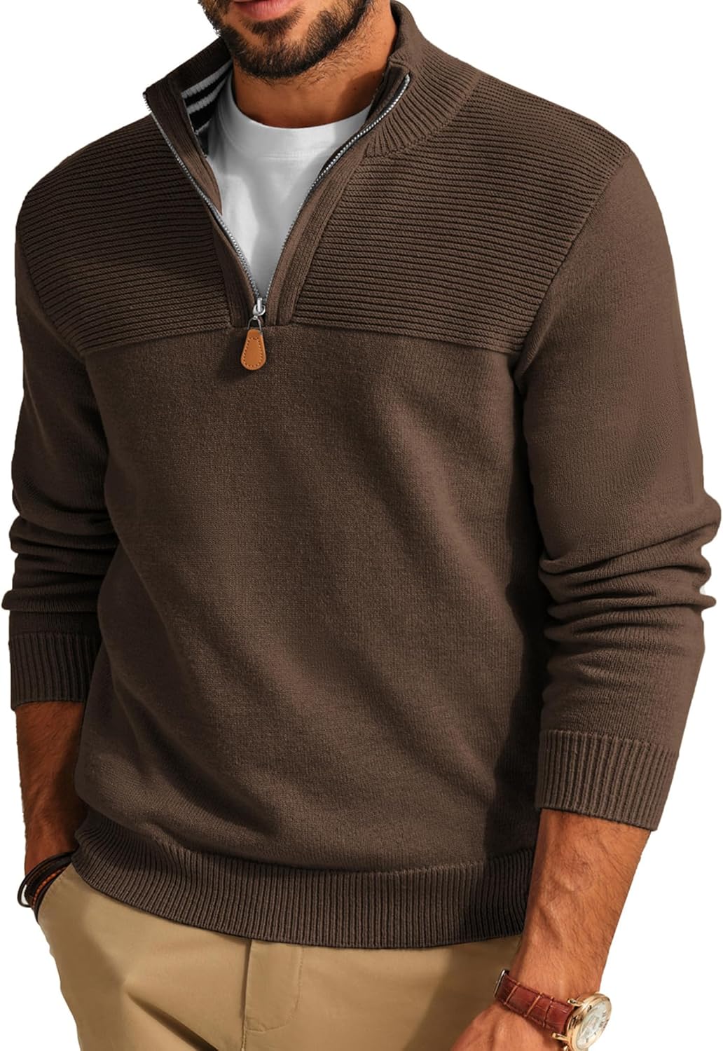 PJ PAUL JONES Men's Quarter Zip Sweater for Casual Style