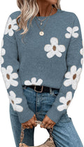SHENHE Women's Floral Crewneck Long Sleeve Sweater - Casual, Soft Fit