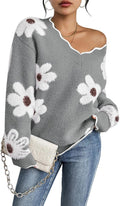Pink Queen Women's Oversized V Neck Fuzzy Sweater - Cozy