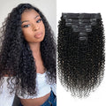 3C 4A Kinky Curly Clip In Hair Extensions 8Pcs 18Clips - Natural Black