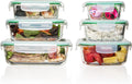 Glass Meal Prep Containers with Lids 6-Pack - Airtight, Oven Safe