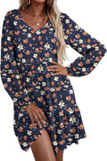 Womens A Line Tiered Dress V Neck with Pockets - Comfortable Knot