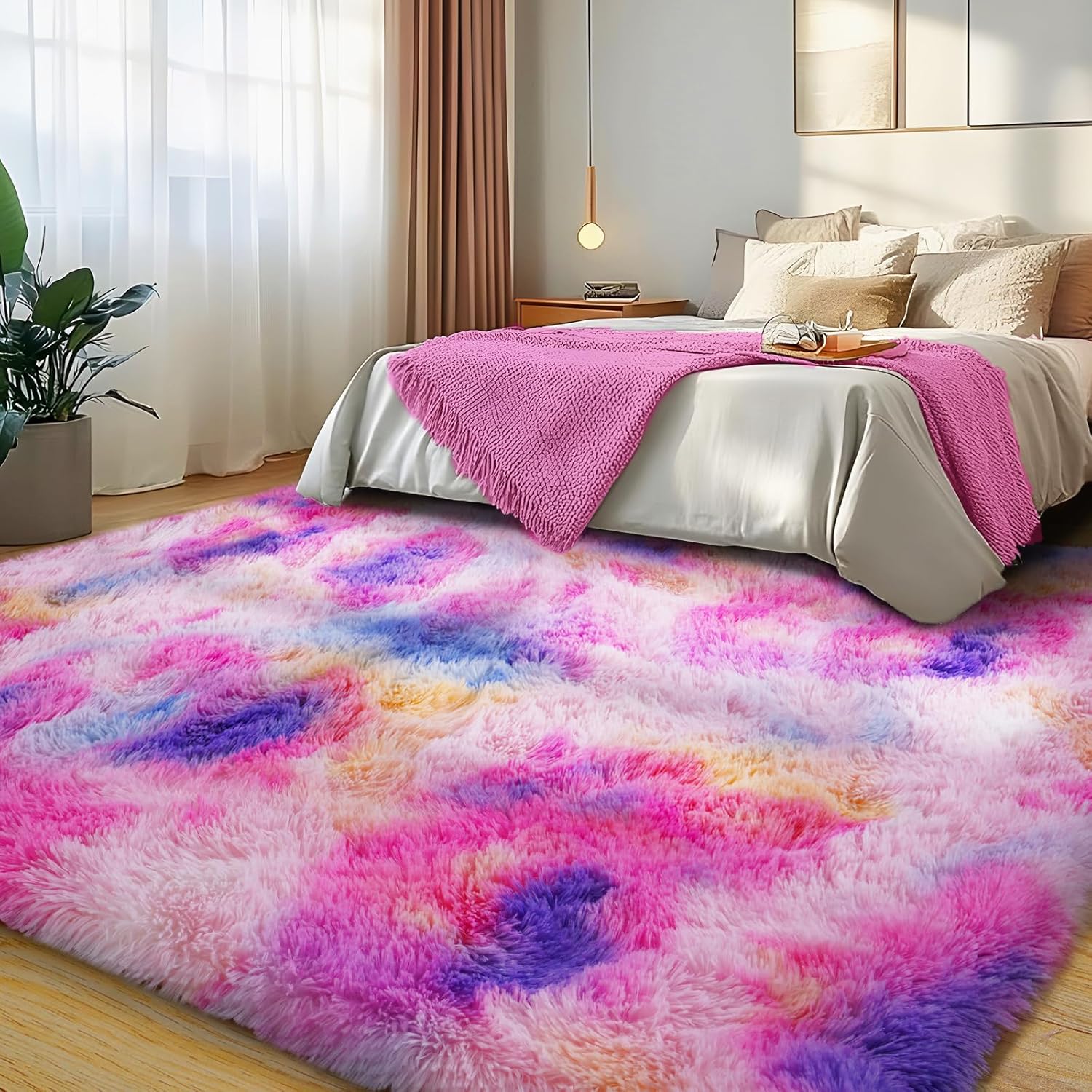 6x9 Fluffy Fuzzy Area Rug for Living Room and Bedroom Decor