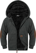 Unisex Kids Fleece Hoodie Sherpa Lined Zip Up Jacket - Warm Comfort at
