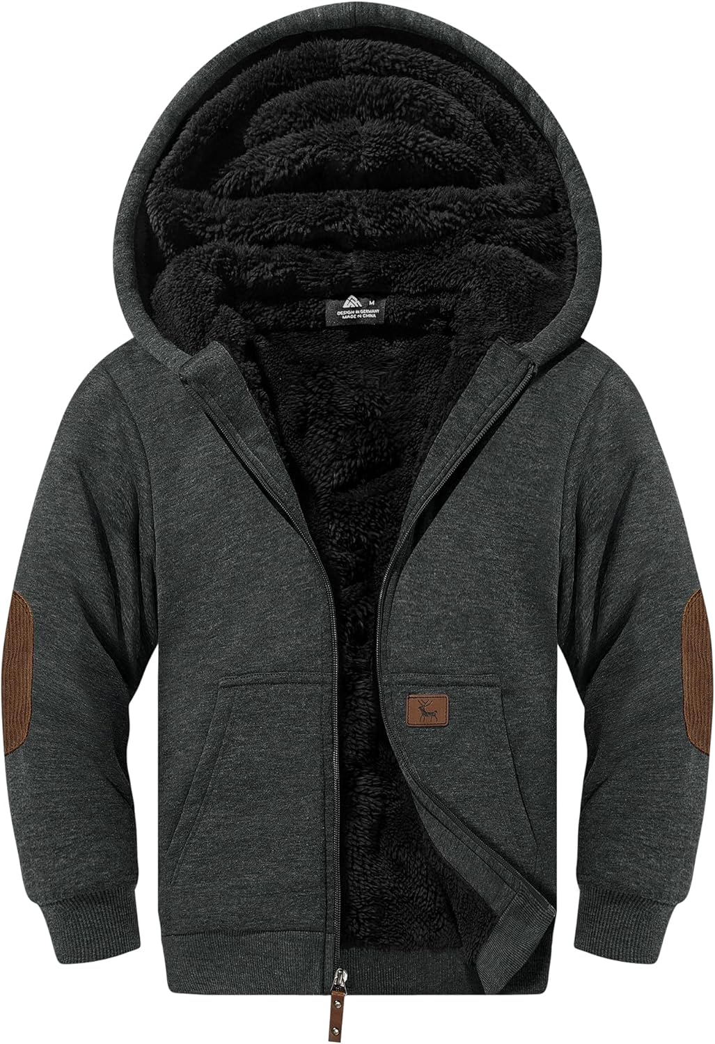 Unisex Boys Girls Fleece Hoodie Sherpa Lined Jacket for Kids