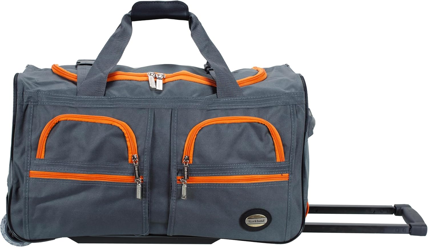 Rockland Rolling Duffel Bag with Large Front Pockets and Wheels