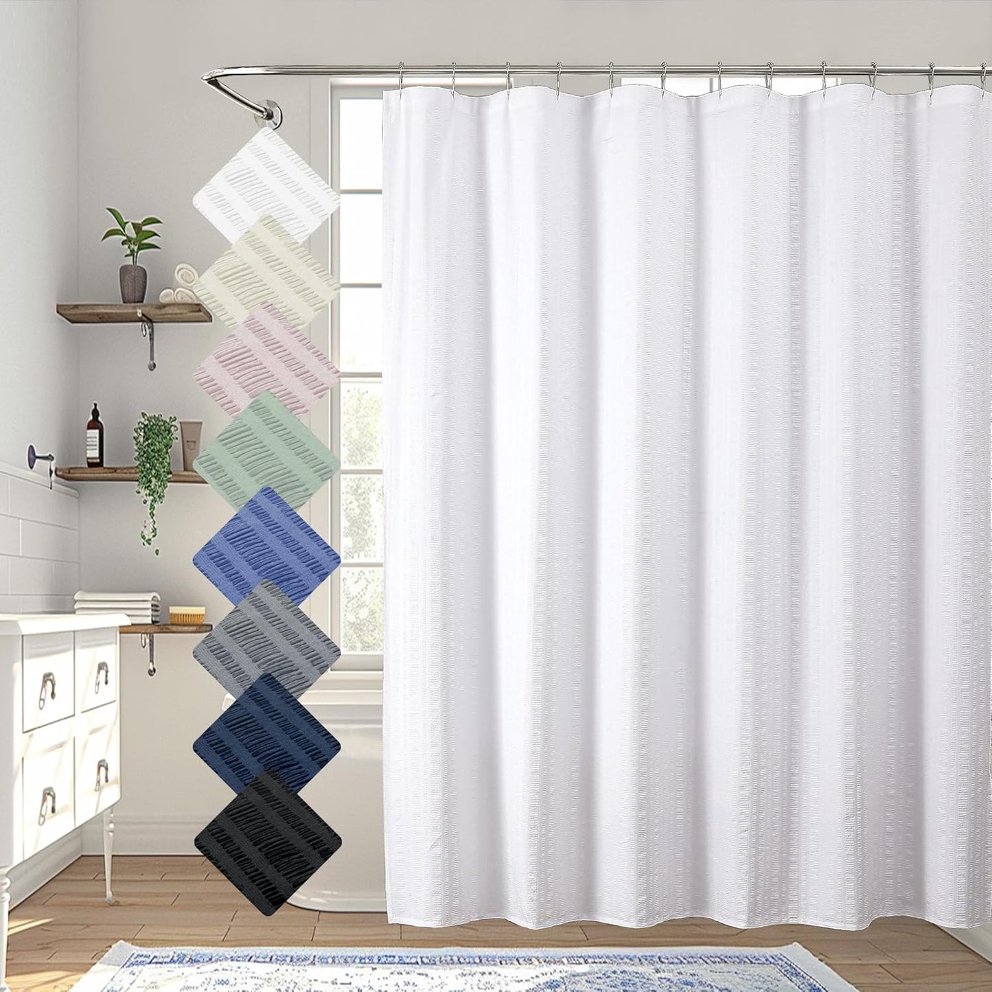 Hotel Spa Luxury White Shower Curtain - Water Repellent