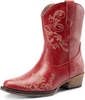 DREAM PAIRS Women's Cowboy Ankle Boots - Retro Square Toe Comfort