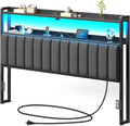 Headboard for King Size Bed with Storage and LED Lighting - Adjustable