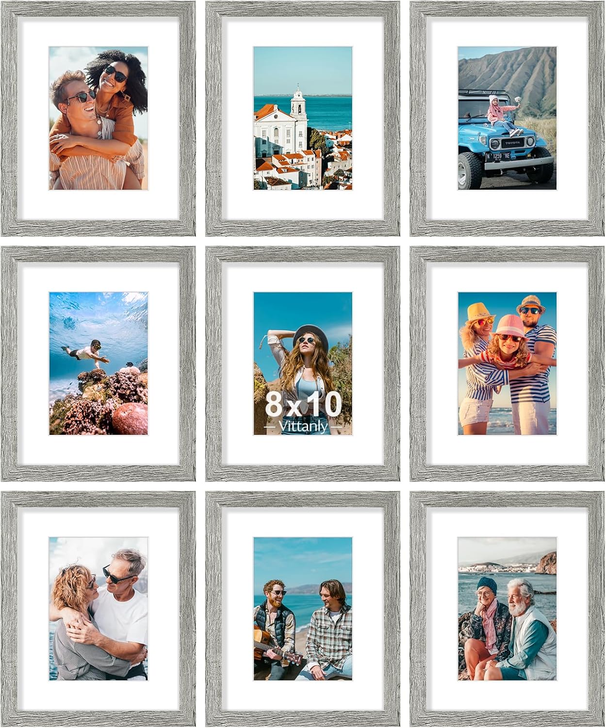 Vittanly 8x10 Picture Frames Set of 9 for Display and Use