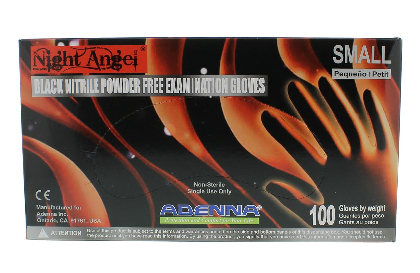 Adenna Night Angel Nitrile Gloves, Small Pack of 100