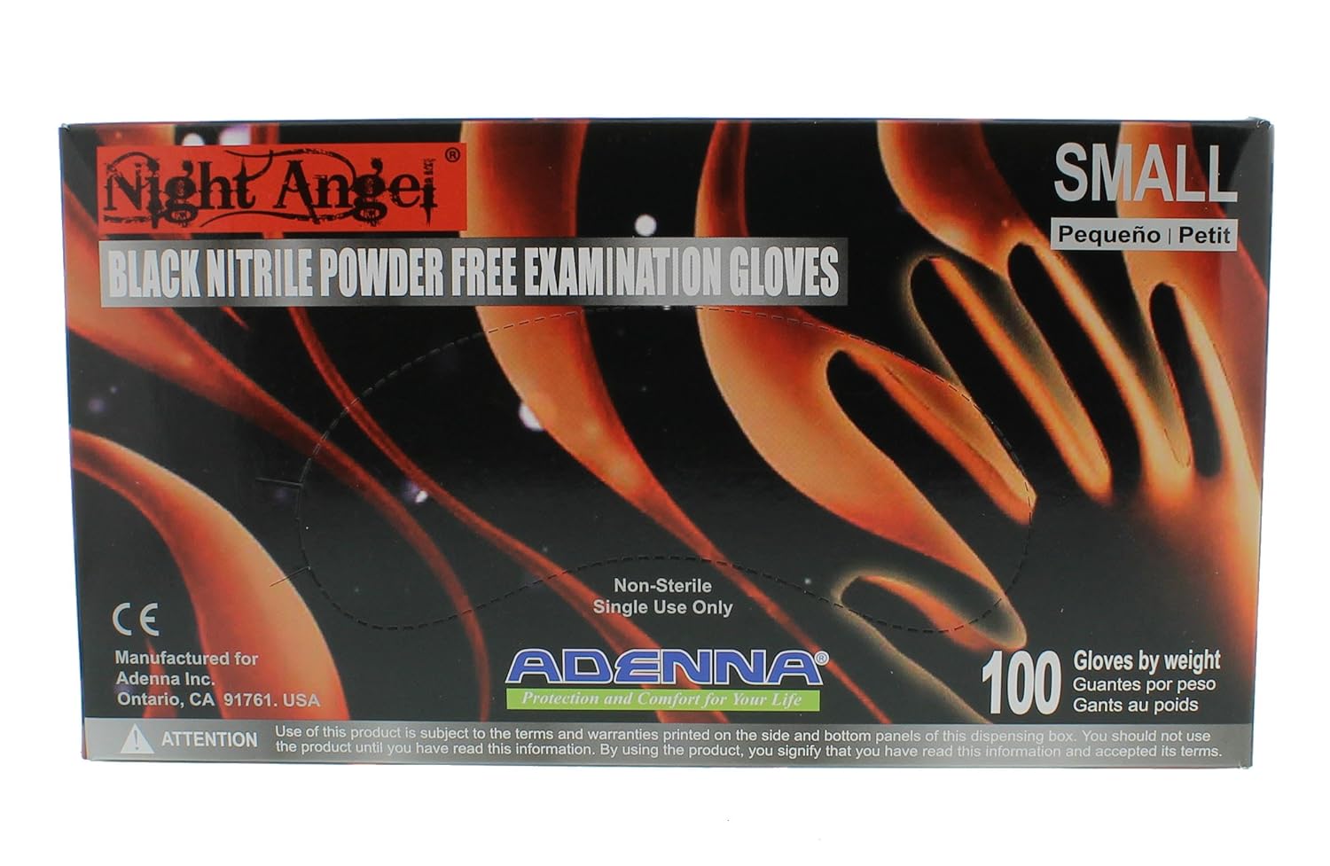 Adenna Night Angel Nitrile Gloves, Small Pack of 100