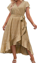 Plus Size Floral Summer Dress V Neck Wrap Maxi - Flattering Fit