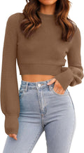 Women's Cropped Mock Neck Ribbed Sweater - Soft Knit Fall Pullover