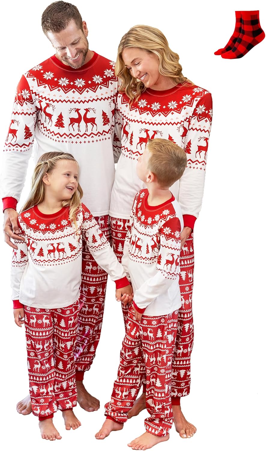Matching Christmas Pajama Sets with Socks for Family Fun