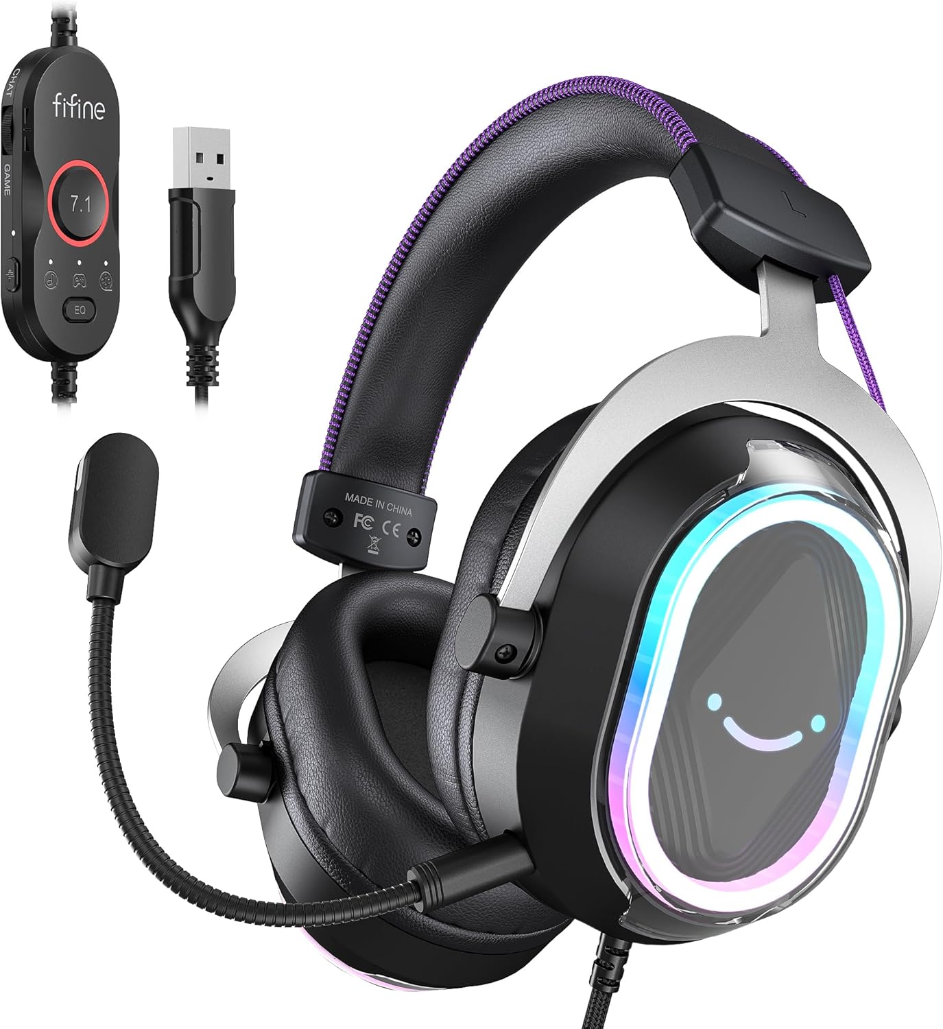 FIFINE Wired USB Gaming Headset with 7.1 Surround Sound
