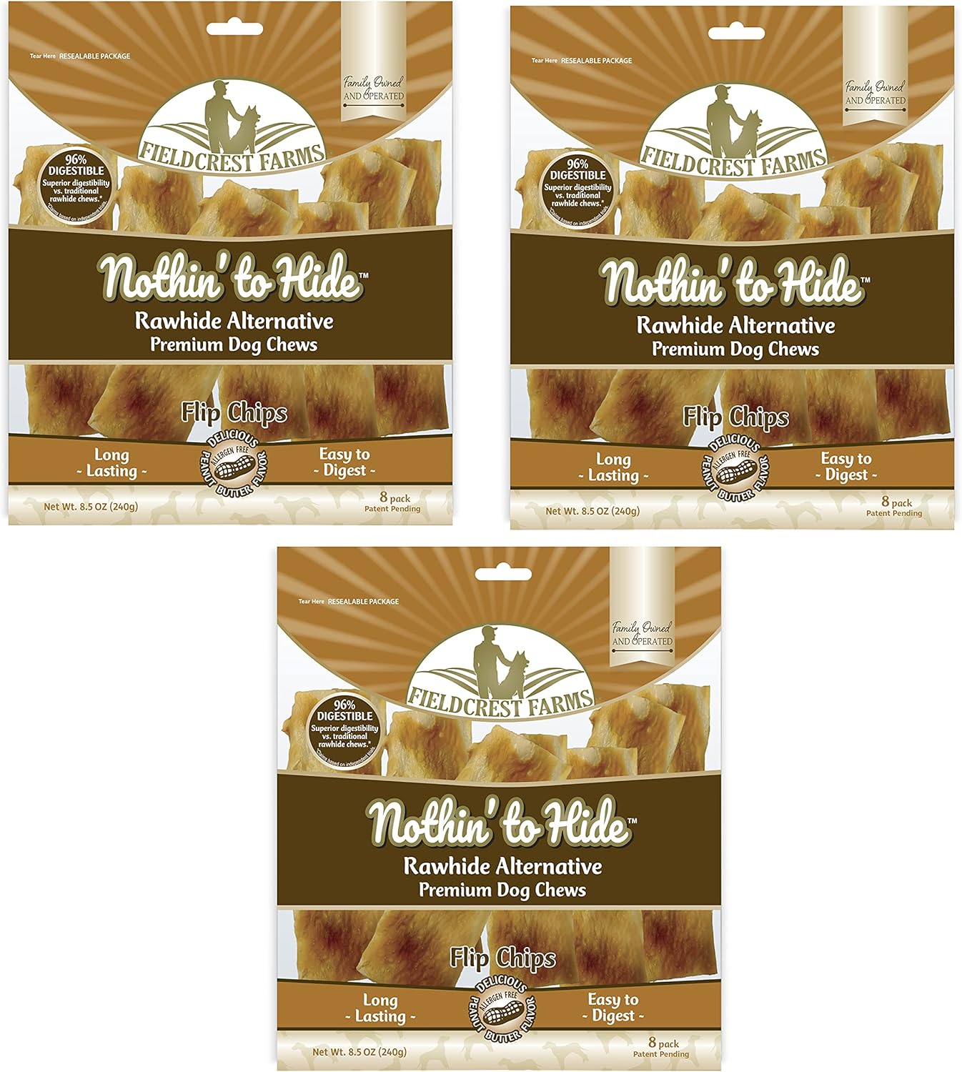 Fieldcrest Farms Nothin to Hide Flip Chips Dog Chews - All Natural