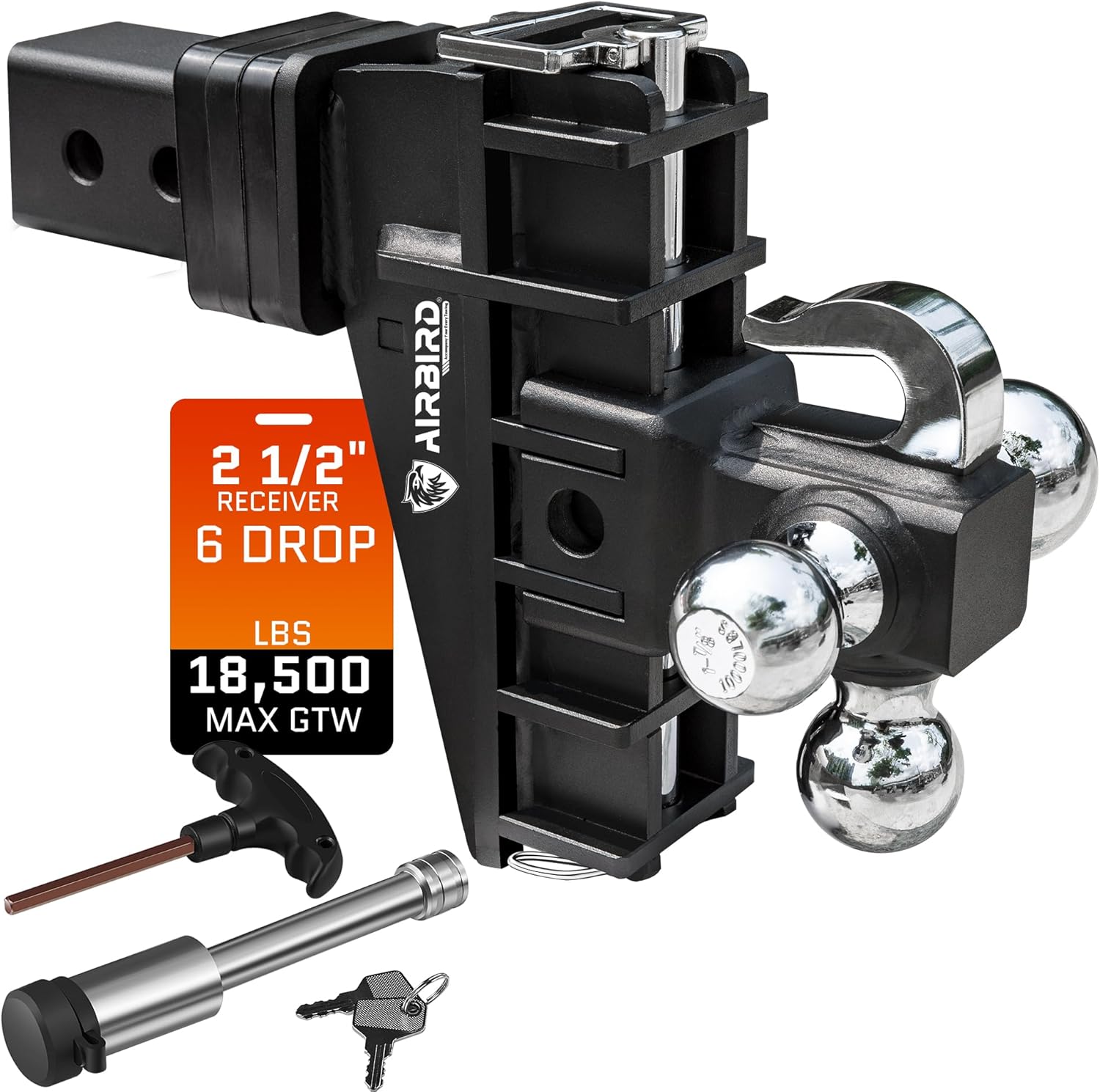AIRBIRD Adjustable Trailer Hitch for 2.5-Inch Receiver, 18500 LBS