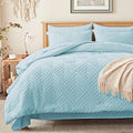 King Comforter Set 7 Pieces Tufted Light Blue - All Season Comfort