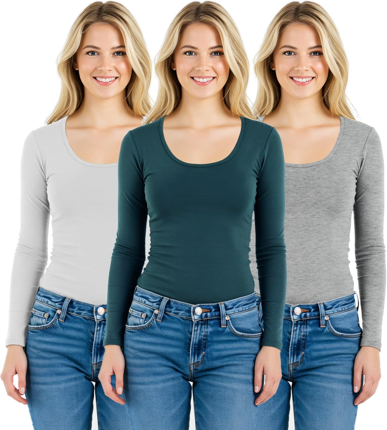 Emmalise Women's Basic Athletic Fit Long Sleeve Tee for Comfort