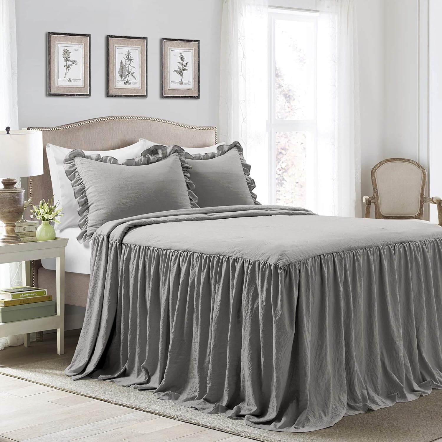 Lush Decor Ruffle Skirt Bedspread Set for King Size Beds