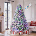 SHareconn 7 ft Prelit Snow Flocked Artificial Christmas Tree - Bright
