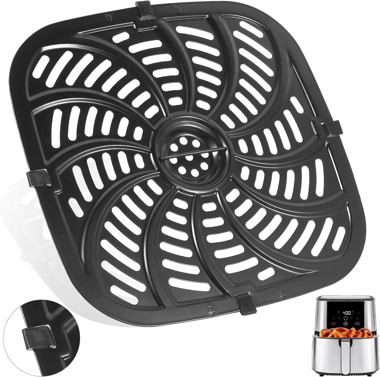 Enhanced Nonstick Grill Pan for Chefman 8QT Air Fryer