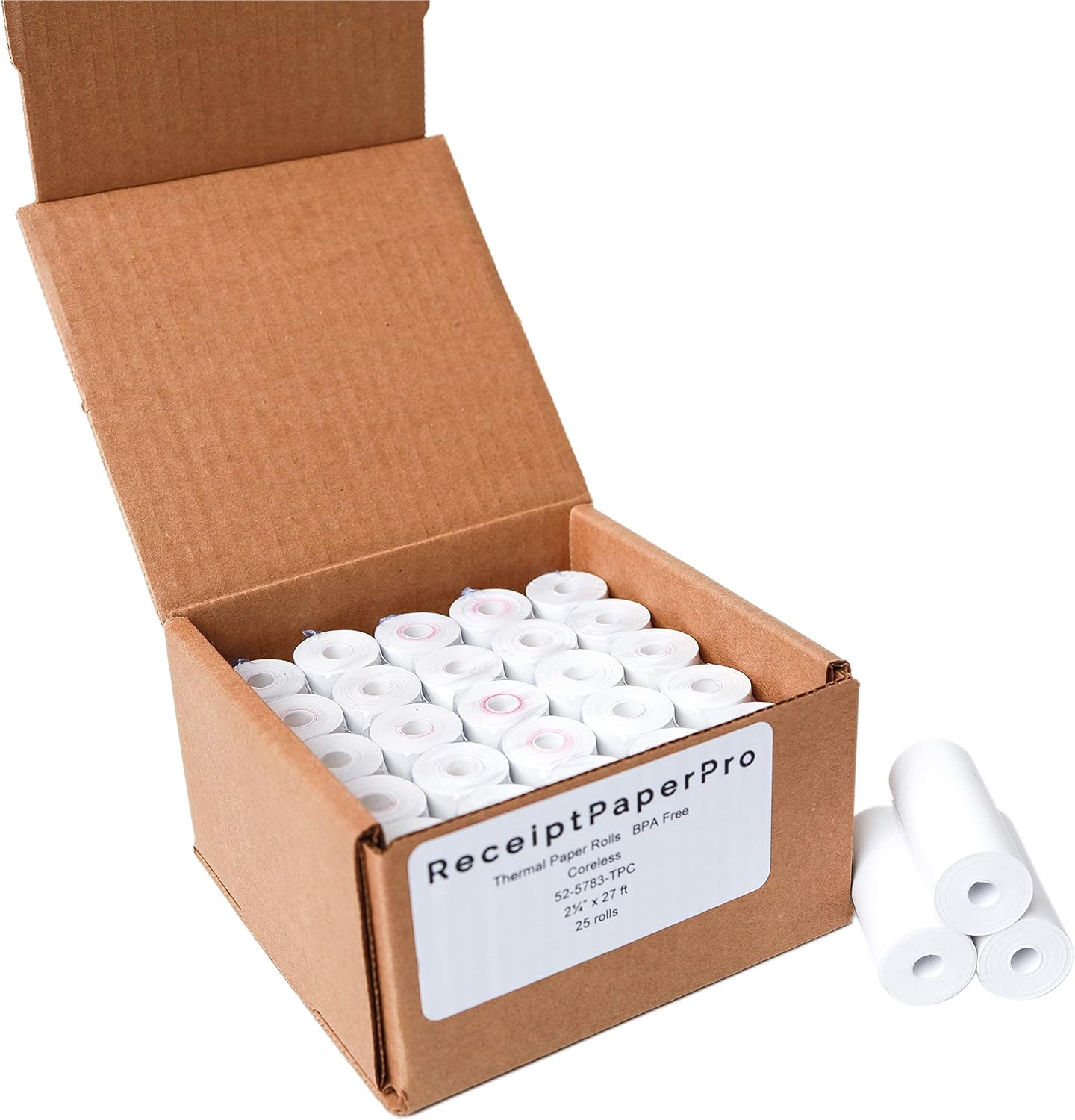 Never Run Out! 27ft Coreless Thermal Receipt Paper - 25 Rolls