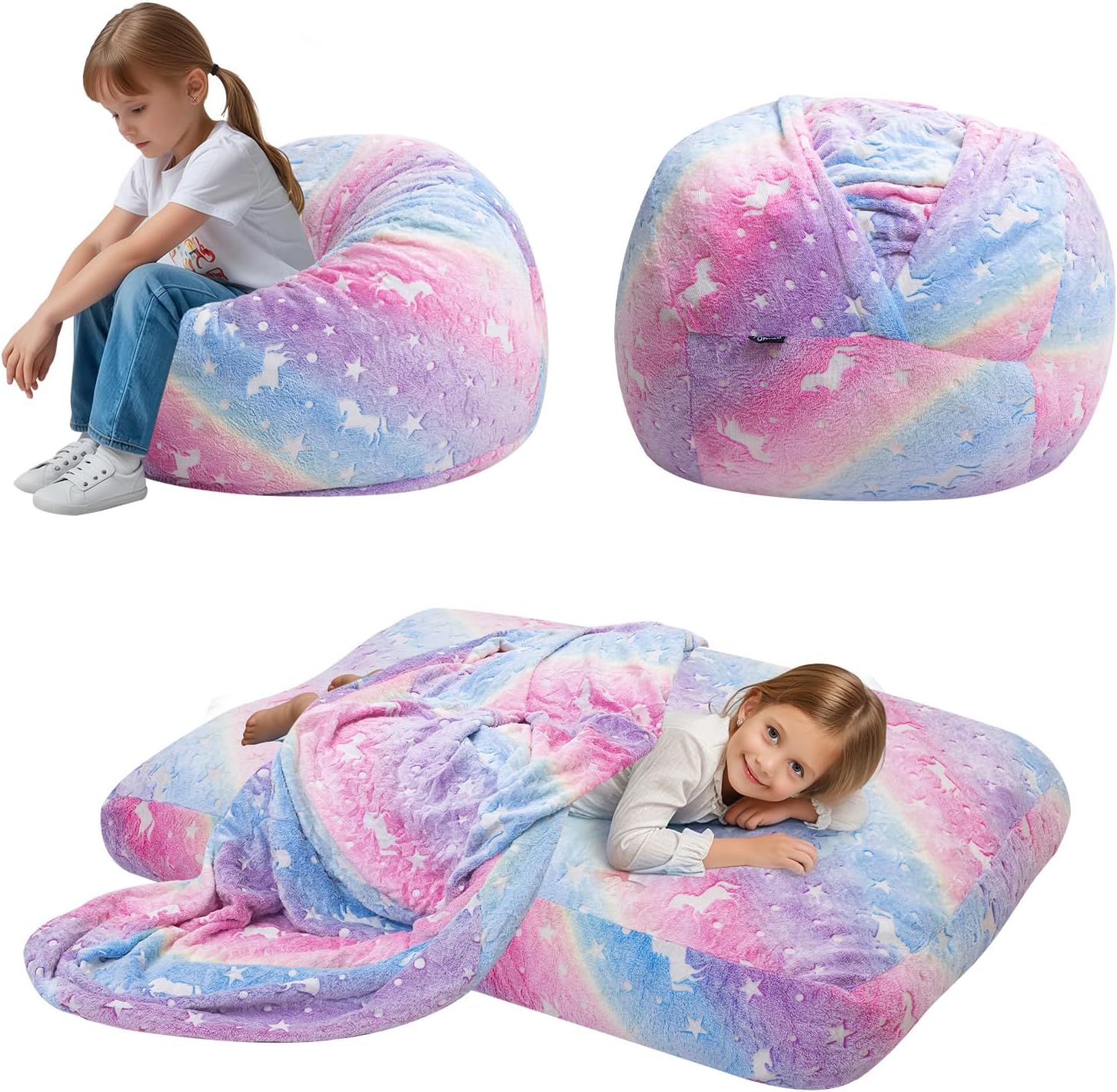 Unicorn Kids Bean Bag Chair Bed - COMAX - Cozy Convertible Fun!